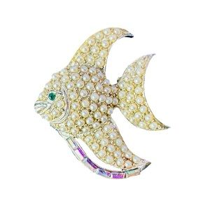 PELL Vintage 1950’s Fish Faux Pearl Brooch